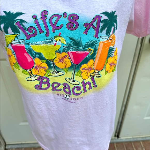 Life’s A Beach, Big Dogs, V-neck, Short Sleeve, Pink, Size M - Picture 2 of 4